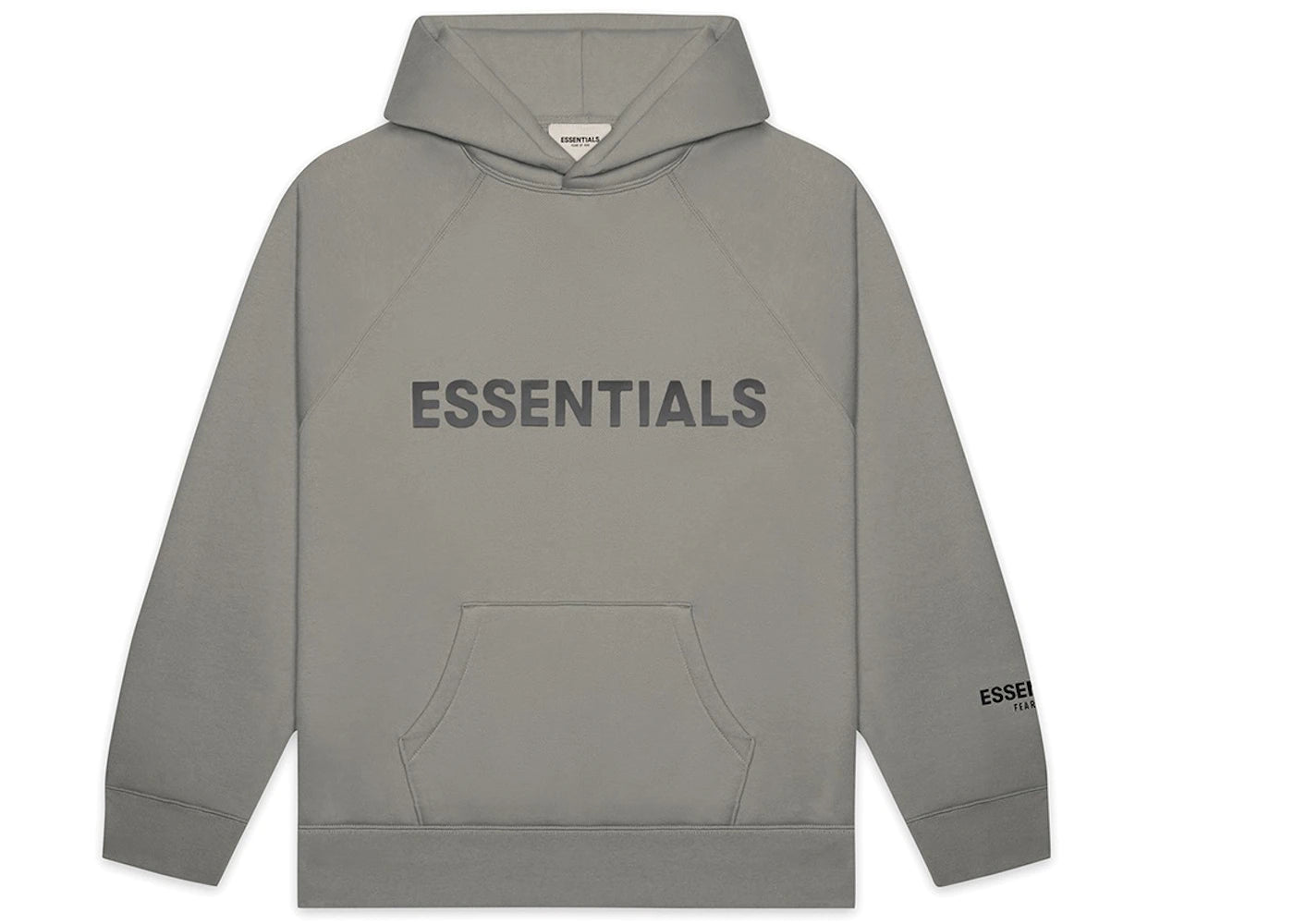 FEAR OF GOD ESSENTIALS PULLOVER HOODIE APPLIQUE LOGO CEMENT